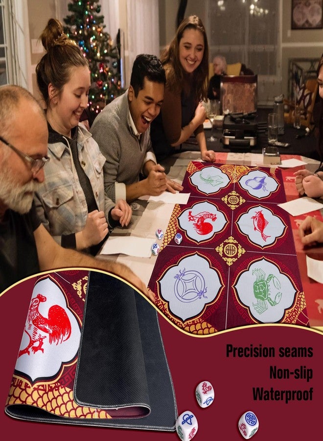 Numyawl BAU Cua Ca Cop Game - Luxurious Golden Snake Mat & Dice Games for Adult Kids, Chinese New Year Fish Shrimp Crab Dice Games Lunar New Year Game for Spring Festival, Gatherings & Celebrations - Image 3